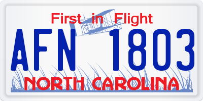NC license plate AFN1803