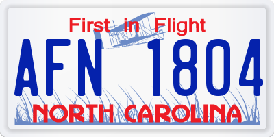 NC license plate AFN1804