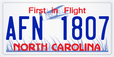 NC license plate AFN1807