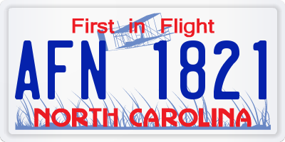 NC license plate AFN1821