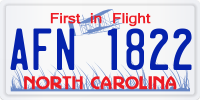NC license plate AFN1822