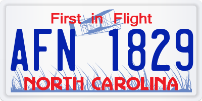 NC license plate AFN1829