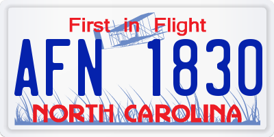 NC license plate AFN1830