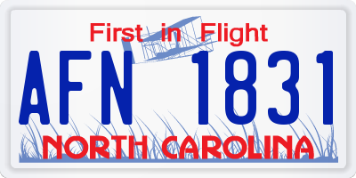 NC license plate AFN1831
