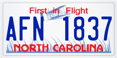 NC license plate AFN1837