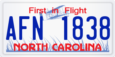 NC license plate AFN1838