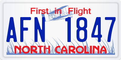 NC license plate AFN1847