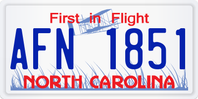 NC license plate AFN1851