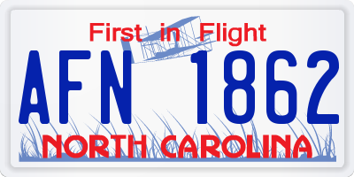 NC license plate AFN1862
