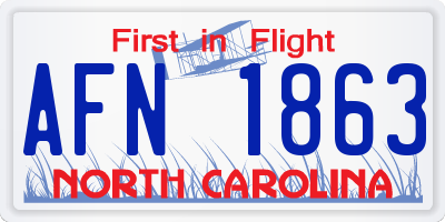 NC license plate AFN1863