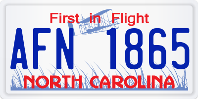 NC license plate AFN1865