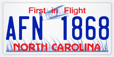 NC license plate AFN1868