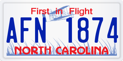 NC license plate AFN1874