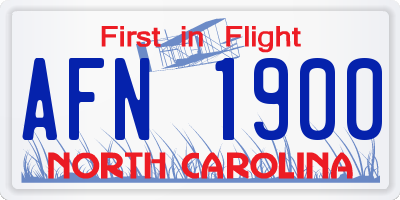 NC license plate AFN1900