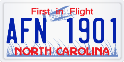 NC license plate AFN1901