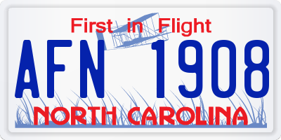NC license plate AFN1908