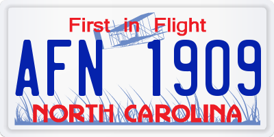 NC license plate AFN1909