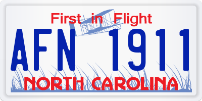 NC license plate AFN1911