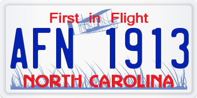 NC license plate AFN1913
