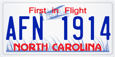 NC license plate AFN1914