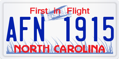 NC license plate AFN1915
