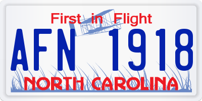 NC license plate AFN1918