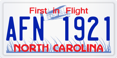 NC license plate AFN1921