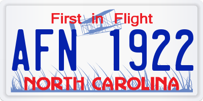 NC license plate AFN1922