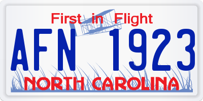 NC license plate AFN1923