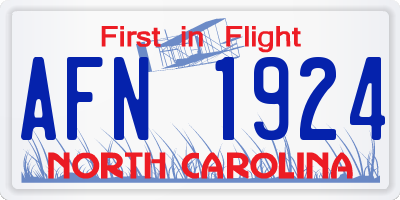 NC license plate AFN1924