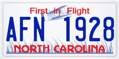 NC license plate AFN1928