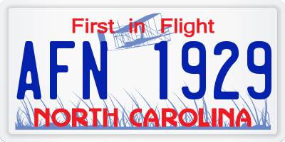 NC license plate AFN1929