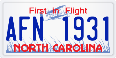 NC license plate AFN1931