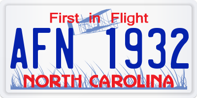NC license plate AFN1932