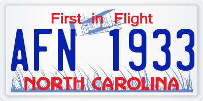 NC license plate AFN1933