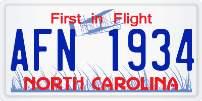 NC license plate AFN1934