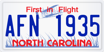 NC license plate AFN1935