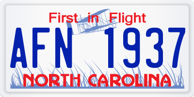 NC license plate AFN1937