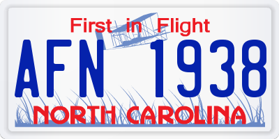 NC license plate AFN1938