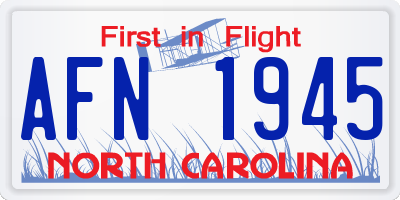 NC license plate AFN1945