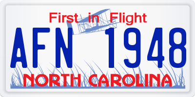 NC license plate AFN1948