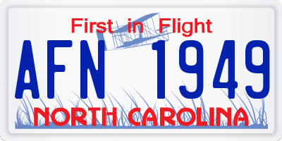 NC license plate AFN1949