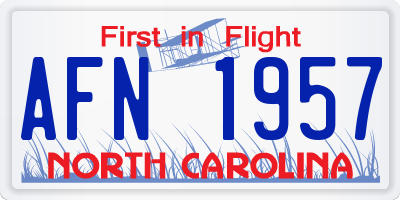 NC license plate AFN1957
