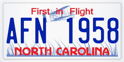 NC license plate AFN1958