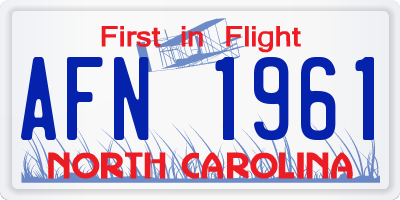 NC license plate AFN1961