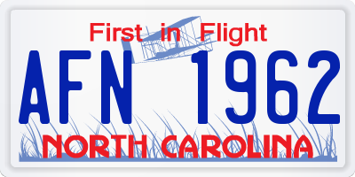 NC license plate AFN1962