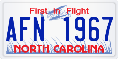 NC license plate AFN1967