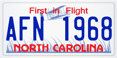 NC license plate AFN1968