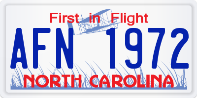 NC license plate AFN1972