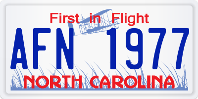 NC license plate AFN1977